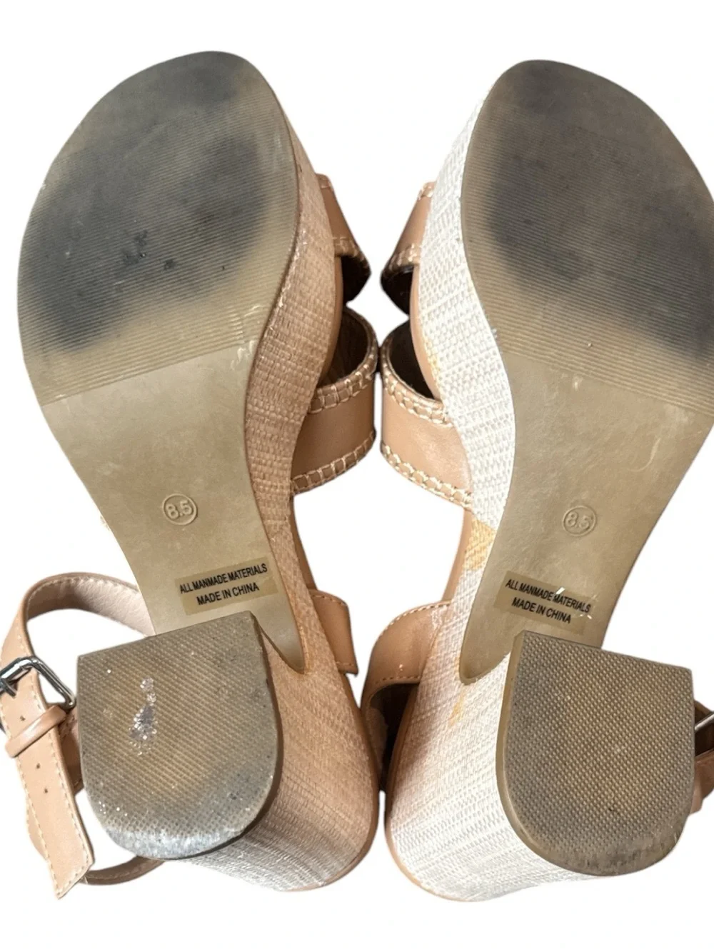 Dolce Vita Womens Size 8.5 Chunky Tan Platform Sandals with Woven Heel Summer